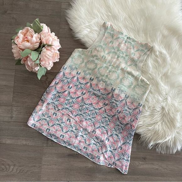 🦃5 for $25🦃 CAbi #250 Mosaic Mint Tiered Lovely Day Collection Blouse S - Picture 4 of 6